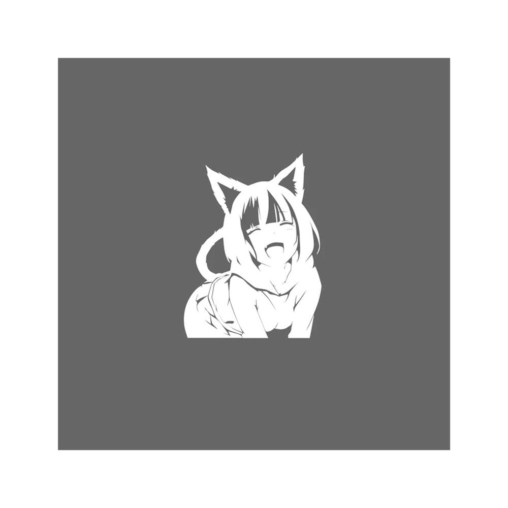 Cat Girl Decal Car Truck Windshield Laptop(White,L)