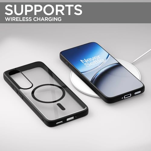 Image of Amazon Basics TPU+PC Back Cover for OnePlus Nord 5 5G Compatible with Mag-Safe | Shockproof Design | Hard Transparent Back Case (Black Mag-Safe)