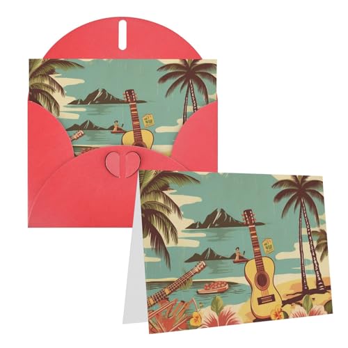 QMNEHJ グリーティングカード サンキューカード 封筒付き ブランクノートカード 4x6インチ バースデーカード ヴィンテージ ハワイ ウェディングカード お悔やみカード おもしろい 思考カード あらゆる機会に