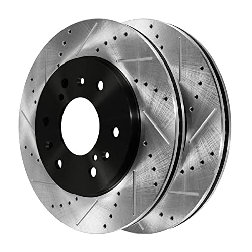 AutoShack PR65099LR Front Drilled Slotted Brake Rotors Black Pair of 2 Driver and Passenger Side Replacement for Chevrolet Silverado 1500 Tahoe Suburban 1500 GMC Sierra 1500 Yukon XL Cadillac Escalade