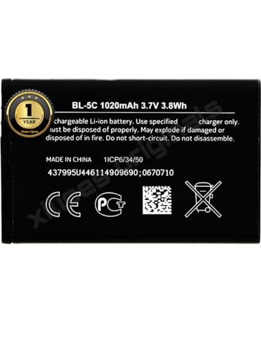 Image of BL-5C Battery for Nokia 1100 1101 1110 1110i 1112 1200 1208 1280 1600 1650 2310 2600 2700 3100 3110 3120 5130 6030 6230 6230i E50 Battery with 1 Year Warranty** (C266)