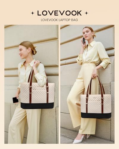 LOVEVOOK Laptop Bag for Women, 15.6 Inch Work Tote Computer Bag With Large Cup Holder, Lightweight Large Laptop Briefcase for Travel, Bussiness, Teacher2