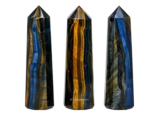 Image of Crystal Heaven Certified Multi Tiger Eye Crystal Tower Obelisk Point For Chakra, Healing & Balancing-Aaa Grade Original Certified Gemstone Agate For Reiki Meditation Yoga Spiritual (3-4 Inches)