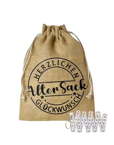 ePicsoa Geschenkbeutel Alter Sack Set (40 x 30 cm) + Schlüsselanhänger mit Zollstock, Lustige Geschenke für Männer, für 30 40 50 60 Geburtstag Männer, Glückwunsch, Geburtstag, Jubiläum ePicsoa Geschenkbeutel Alter Sack Set (40 x 30 cm) + Schlüsselanhänger mit Zollstock, Lustige Geschenke für Männer, für 30 40 50 60 Geburtstag Männer, Glückwunsch, Geburtstag, Jubiläum