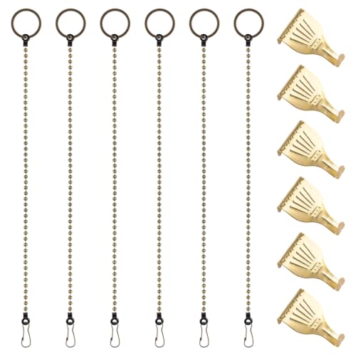 Image of Picture Hanging Kit 6Pcs Picture Rail Hooks with Chains, Rail Hanging Hooks Picture Display Hanging System for Wall Picture, Exhibition(1M, Bronze Beaded Chain)