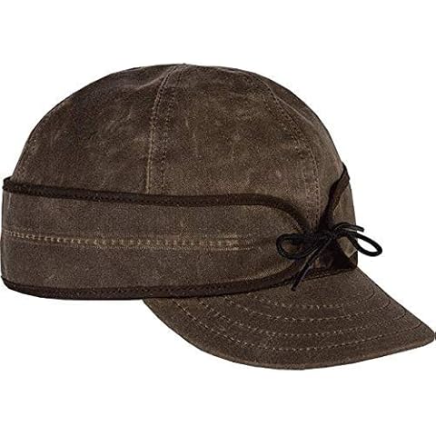 Stormy Kromer Waxed Cotton Cap - Lightweight Fall Hat with Earflaps, Dark Oak, 7.25 Cover