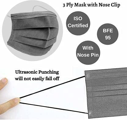 VALARIS Nonwoven Fabric Disposable 3 Ply Surgical Mask for adults men women (GREY50) - Image 2 thumbnail