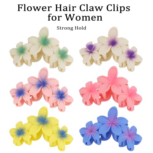 6 Pzas Pinzas Grandes Mate con Flor Hawaii miniatura 6