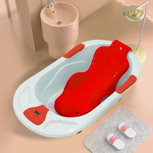 Image of StarAndDaisy Baby Bath tub for 0 to 5 Years with Temperature Sensor /Bath tub for Kids 0-3 Years for Kids with Anti-Slip Legs /Bath tub for Baby with Baby Bather Without Wheel(White-Red)