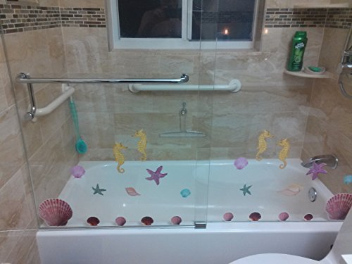 Seashell Wall Decals, Beach Bathroom Decor Stickers, Sea Shell Window Clings Star Fish & Sea Horse Ocean Removable Peel And Stick #TOP1