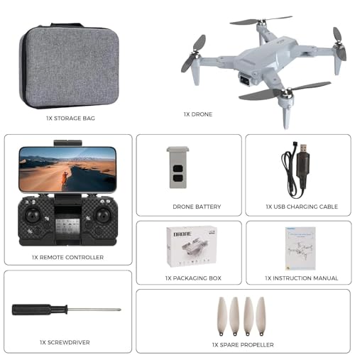 Image of GPSDrone with Dual 4K Camera, ProfessionalDrone with EIS and Brushless Motors, Comes with 1 Batteries, Supports WiFi Transmission and Trajectory Flight, Ideal Professional Drone for Adults