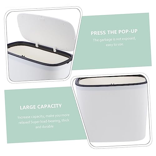 Cabilock Cubo de Basura Pequeño con Tapa Press Blanco miniatura 3