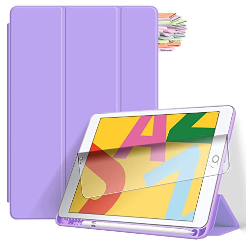 Billionn Custodia con Portapenne per iPad 6a/5a Generazione 9,7 Pollici, Modello 2018/2017, Auto Sleep/Wake Cover Leggera, Adatto anche per iPad Air 2/iPad Air - Viola Lilla