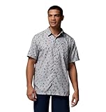 Columbia Men's PFG Super Slack Tide Camp Shirt, Cool Grey Take Me to Texas, X-Large