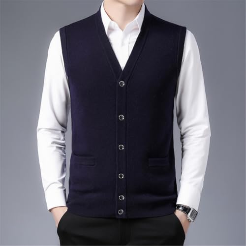 Men's Wool Sweater Vest Classic Knitted V Neck Waistcoat Casual Autumn Winter Warm Knit Sleeveless Cardigan3