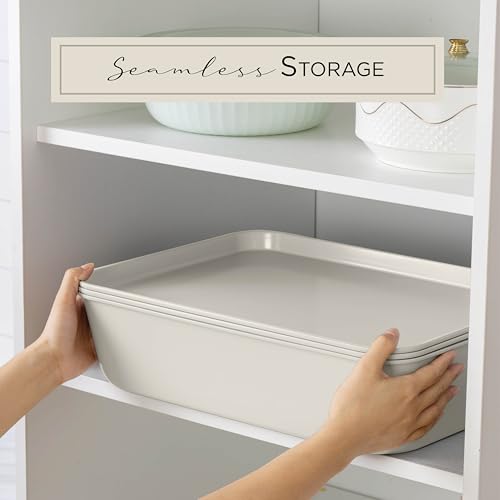 Country Kitchen Nonstick Stackable Bakeware Set - Durable, Easy Release Baking Set, Cream, 13 Pcs - Image 4