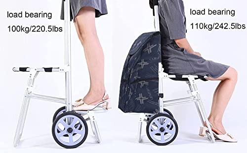 Einkaufstrolley Klappbar Utility Shopping Trolley Faltbarer Einkaufswagen For Lebensmittel, Rollender Allzweck… – Bild 4