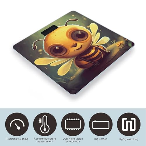 Báscula digital Cute Bee para peso corporal de vidrio templado miniatura 3