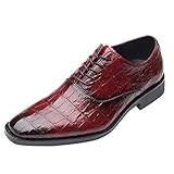 Celucke Derby-Schuhe Herren Schnürhalbschuhe Spitz Derbys in Kroko-Optik, Hochzeit Party Smoking Schuhe Männer Anzugschuhe Oxford Schnürschuhe Freizeitschuhe