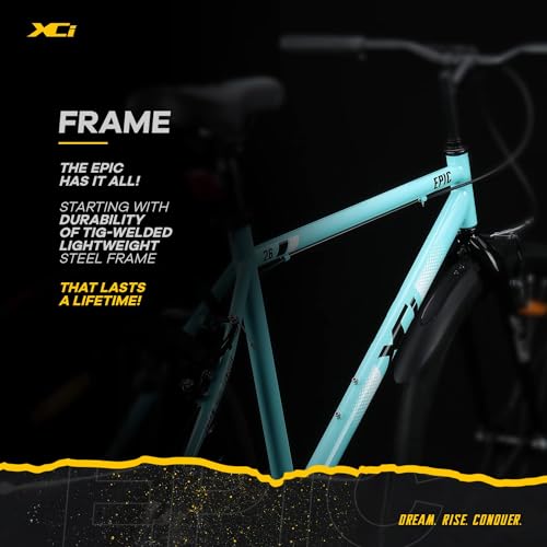 Image of XCi Epic Hybrid Bike, 26-Inch Tires, Single Speed, Rigid Suspension, V-Brakes, Youth 12+ Years, 17-Inch Ultra Light Steel Frame, Aqua Blue