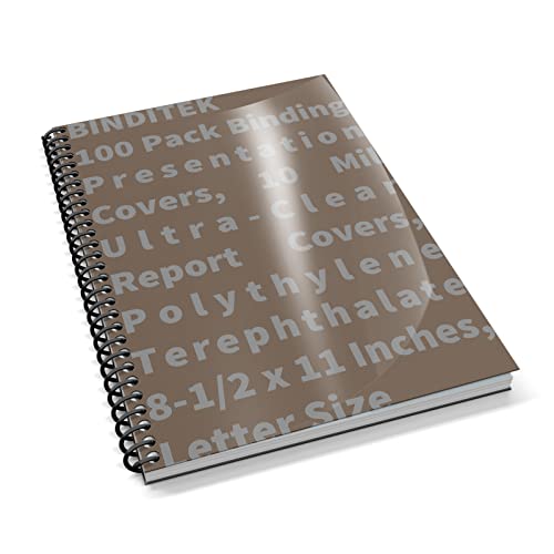 Binditek 100 Pack 12 Mil Plastic Binding Presentation Covers,Ultra Clear Binding Front Covers,8-1/2 X 11 Inches Report Covers,Letter Size,Square Corners,Un-Punched #TOP6