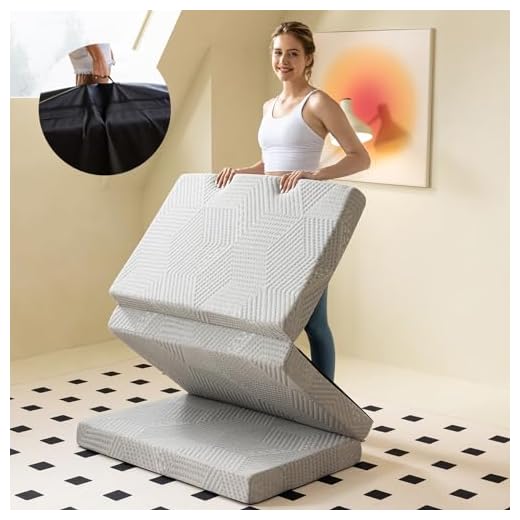 Hcore Folding Mattress 4 Inch Foldable Trifold Memory Foam Mattress with Bag, Portable Mattress Topper for Floor, Camping, Guest, CertiPUR-US Certified Twin Light Gray