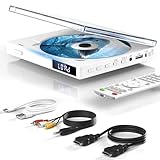 MINI-DVD-Player für Fernseher, kompakter 1080P-HDMI-DVD-Player für alle Regionen, Breakpoint-Speicher, unterstützt HDMI/AV/USB/AUX-Eingang, integriertes PAL/NTSC, HDMI- und RCA-Kabel
