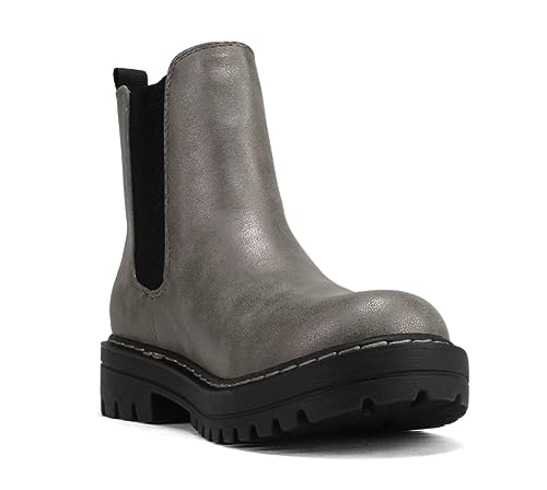 Image of Soda Pilot ~ Women Lug Sole Low Heel Chelsea Fashion Ankle Bootie w /Double Elastic Gore