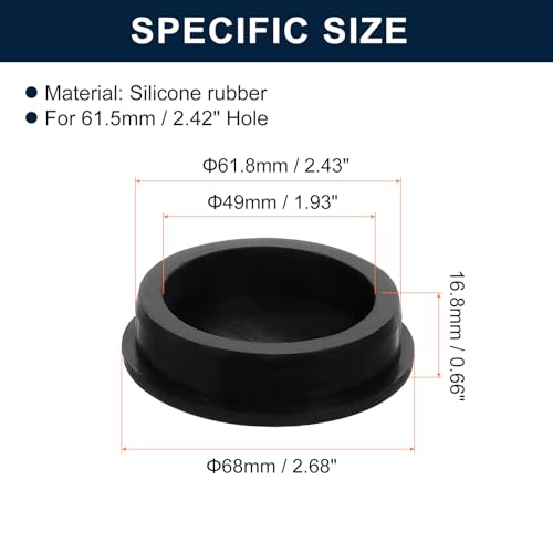 Image of uxcell 2 Pcs Black Plug Holes, Waterproof Rubber Button Plug for 61.5mm / 2.42 inch Hole