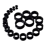 Stuppendux 2g-1' 10Pairs Black Plugs Kit Ear Skins Gauges Hard Ear Expander Tunnels Stretching Set 6-25MM