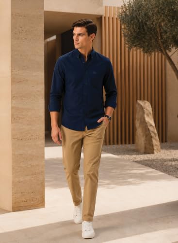 ADRO Men's Midnight-Navy Oxford Cotton Casual Shirt - Image 7