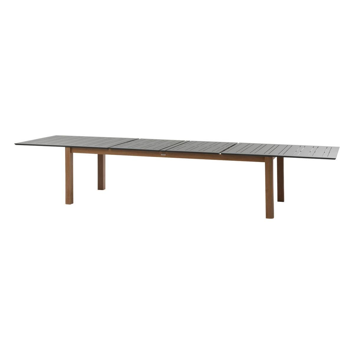 Hespéride - Table de Jardin Extensible rectangulaire Miceira Gris Graphite - 14 Places - Aluminium Antirouille - Meuble d'Extérieur Rallonge Papillon