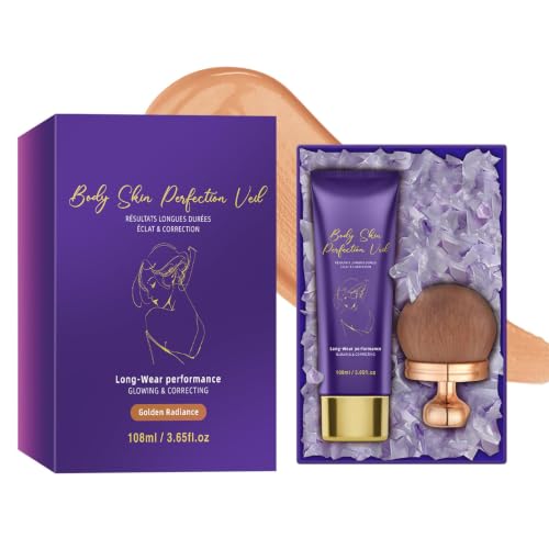 Waterproof Leg Makeup &amp; Body Concealer with Brush, Instantly Cover Imperfections, Full Coverage Body Foundation for Natural Glowing Skin, Sweat &amp; Transfer Resistant, 3.65 Fl Oz (Neutral)