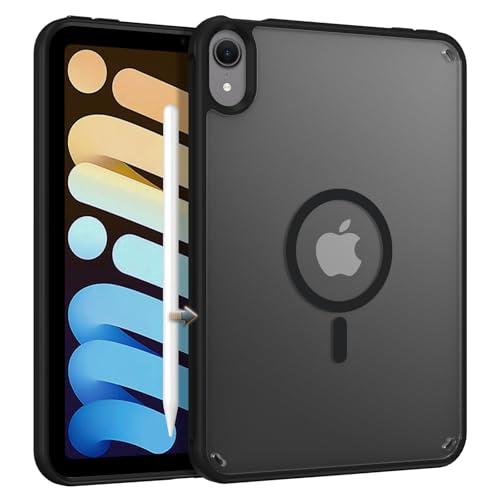 BENTOBEN für iPad mini 7(A17 Pro, 2024)/Mini 6. Generation (2021, 8,3 Zoll) [Kompatibel mit Mag-Safe] Durchscheinende Matt Dünn Stoßfest Slim Case für iPad mini 7/Mini 6 Generation Schwarz