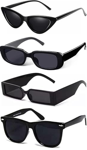 Image of IFLASH Rectangular Sunglasses Retro Fashion Shades for Men & Women (Pack of 4)
