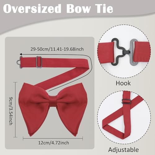 Image of Luckyvestir Oversized Bow Ties for Men, Pre Tied Clip on Men's Black Bowtie for Wedding Tuxedo Banquets Formal Wear