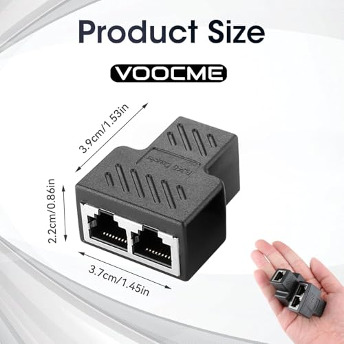 Image of LAN Splitter / rj45 Splitter /ethernet Splitter 1 to 2 Female 8P8C Network Plug LAN Coupler for Laptop, Router, Personal Computer,Modem Server - Black (Pack of 1)