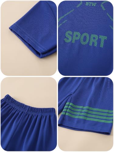 Image of Boys Clothes Short Set 6 Piece Outfit Athletic T-Shirt and Quick Dry Shorts Kids Summer Clothing Set Size 3-14