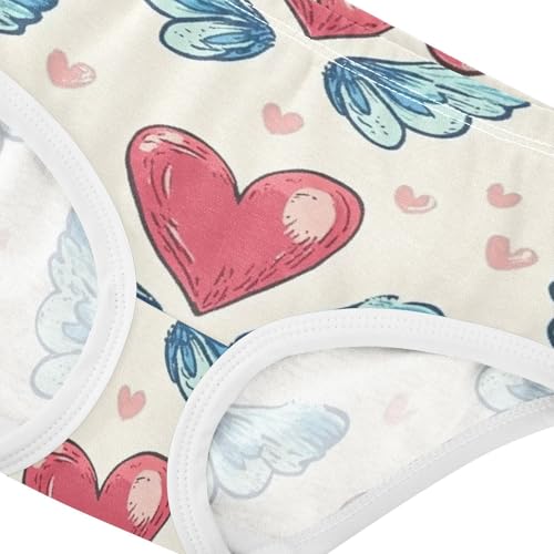 Elastic Waistband Panties Organic Underwear for Young Girls Ed Heart with Blue Wings in Sizes 2T,3T, 4T, 5T, 6Y and 8Y4