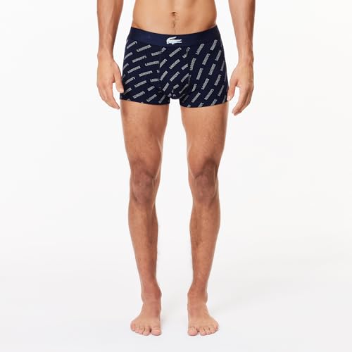 Lacoste Men's 100% Cotton Lacoste Diagonal Print Trunks, 3-Pack3