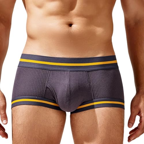 CHAOJIESI Men Underwear Boxer Brief Ribbed Cotton Boxer Briefs for Men Low Rise Breathable Stretchy...