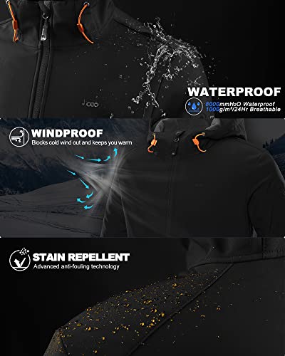 33,000Ft Men's Hooded Softshell Jacket Waterproof Lightweight Insulated Windbreaker Fleece Lined Rain Shell Jacket #TOP2
