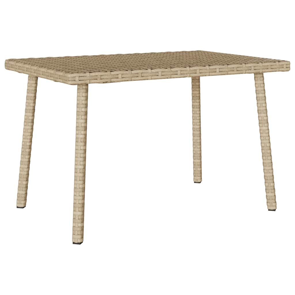 Stoły ogrodowe na zewnątrz - stolik kawowy ogrodowy prostokątny beżowy 60x40x37 cm Poly rattan
