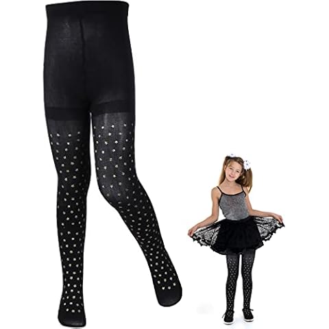 Girls Black Tights for Kids Children Black Ballet Tights Star Print Tights Christmas Black Elastic School Tights Fancy Dress Accessory Cover