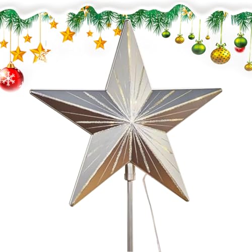 Estrella acrílica para árbol de Navidad con clip estable y luces LED 4