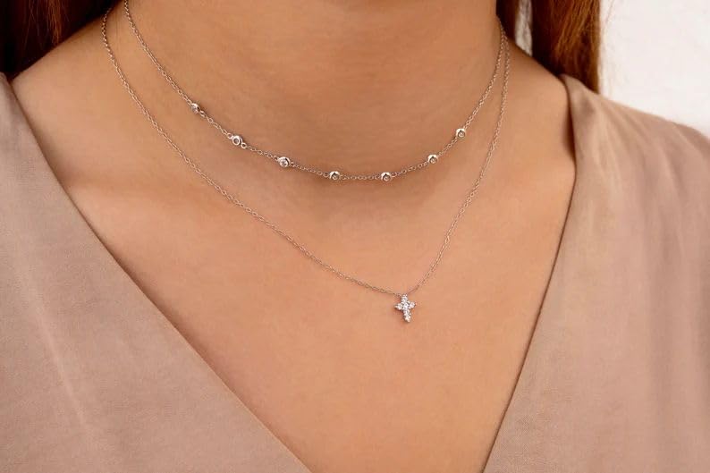 Cross Necklace for Women Cross Choker Datiny Small Cute Sideway Necklaces CZ Layered Faith Pendant Necklace Trendy Religious Jewelry Gift 6