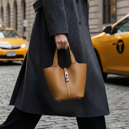 Image of Tote Bag for Women Vegan Leather Bucket Purse for Women Top Handle Handbag Shoulder Bag with Detachable Small Purse