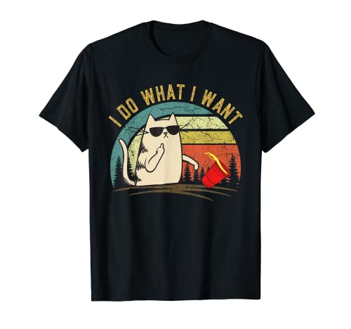 Retro anni '80 anni '90 I do what I want cat tee, divertente gatto amante Maglietta