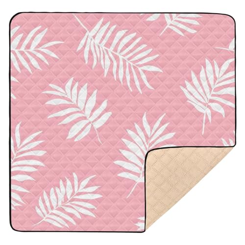 BOESI Graffiti Palm Leaf Pattern Baby Play Mat, 50“ X 50” Washable Folding Crawling Mat, Baby Floor Mat, Soft, Thick, Non-Slip