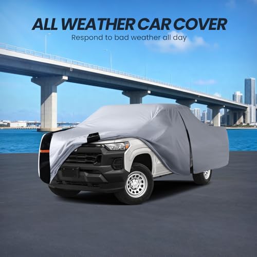 Image of Multi-Layer Chevy Colorado Truck Cover, Custom fit Colorado 2003-2026 Extended /Crew Cab SB(5'-6.1') Car Cover Waterproof All Weather, Full Exterior Cover Rain Wind and UV Protection with Door Zipper